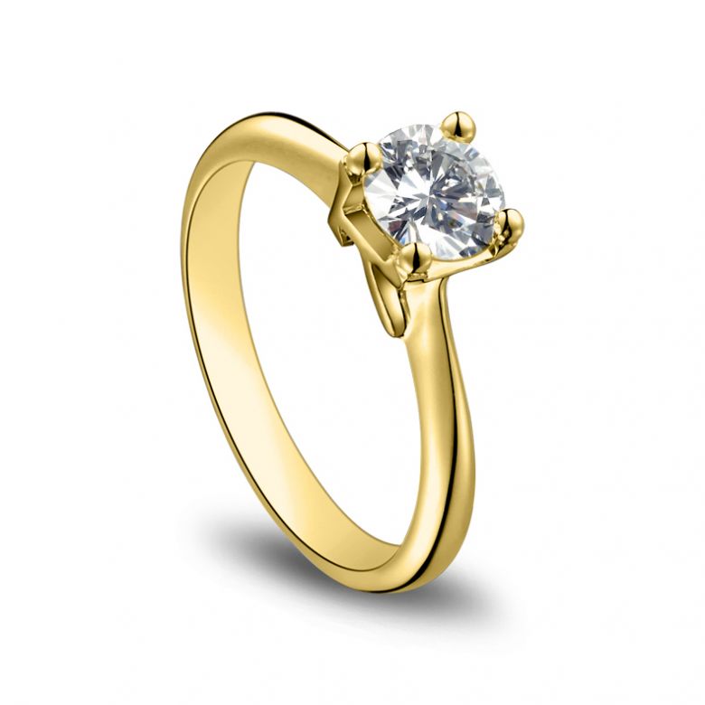 Anello Solitario Lettera Alfabeto K - Oro Giallo e Diamante | Gemperles - 2