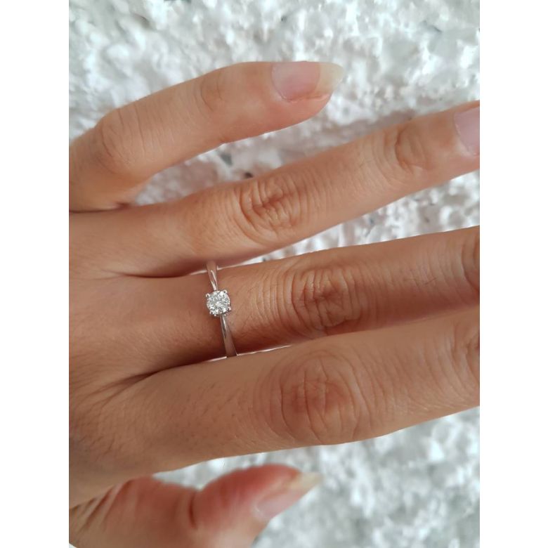 Anello Solitario Lettera Alfabeto N - Platino e Diamante | Gemperles - 5