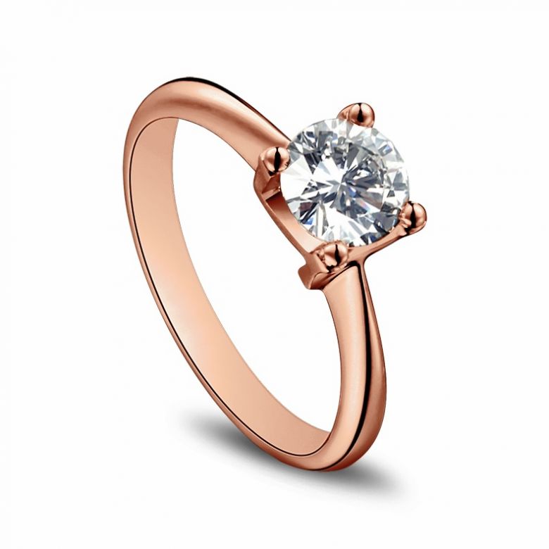 Anello Solitario Lettera Alfabeto N - Oro Rosa e Diamante | Gemperles - 2