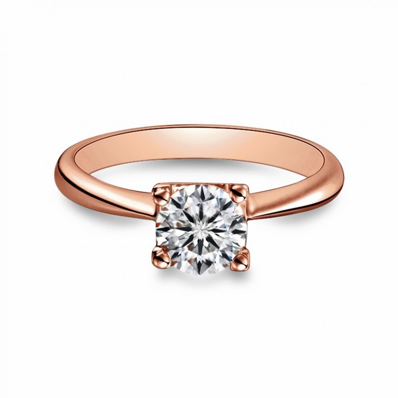 Anello Solitario Lettera Alfabeto N - Oro Rosa e Diamante | Gemperles - 3