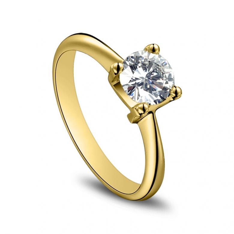 Anello Solitario Lettera Alfabeto N - Oro Giallo e Diamante | Gemperles - 2