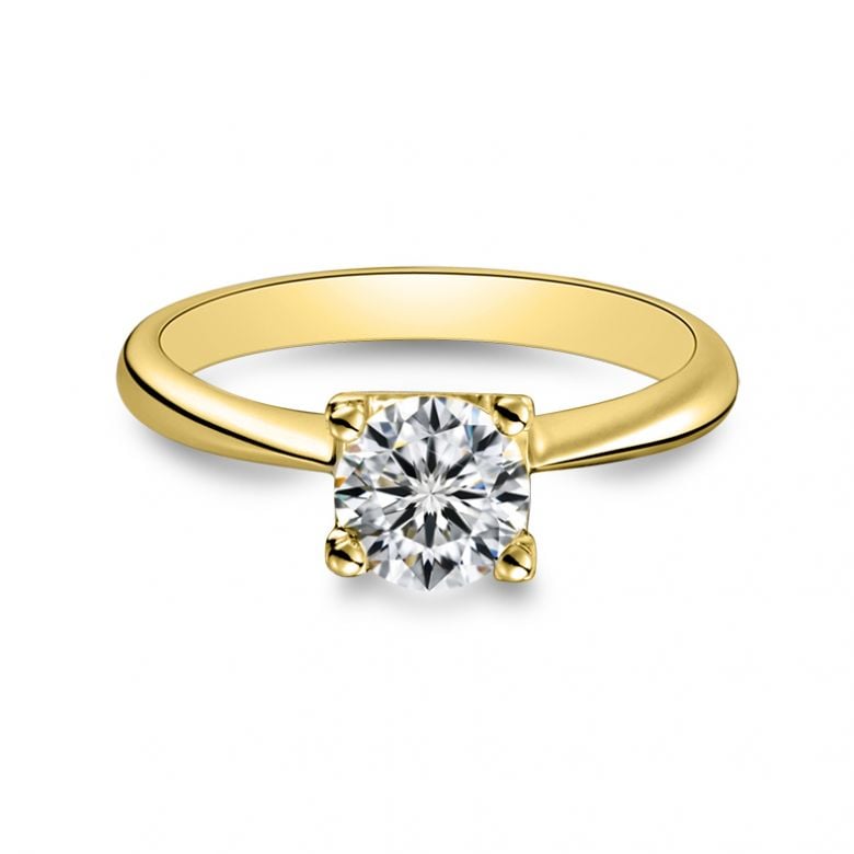 Anello Solitario Lettera Alfabeto N - Oro Giallo e Diamante | Gemperles - 3