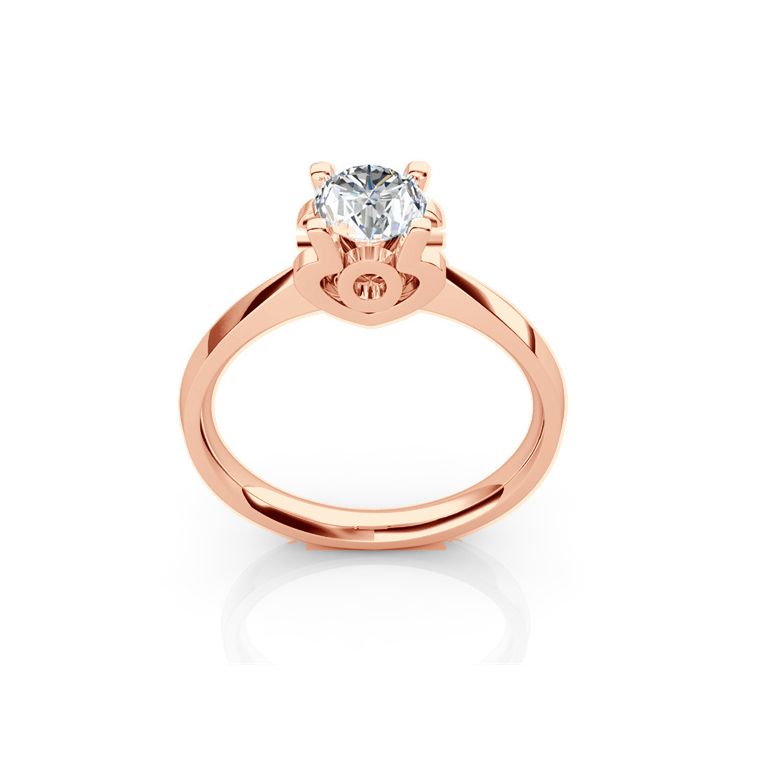 Anello iniziale - Lettera O - Diamante, oro rosa | Gemperles - 1