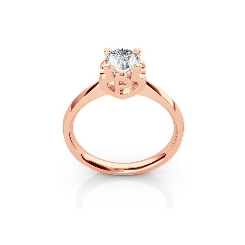 Anello iniziale - Lettera P - Diamante, oro rosa | Gemperles - 1