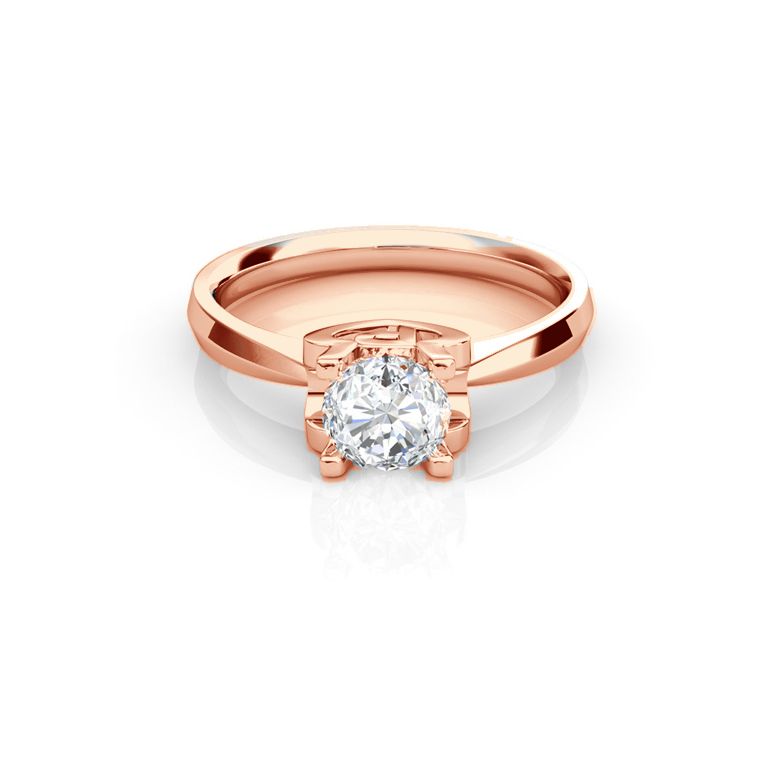 Anello iniziale - Lettera P - Diamante, oro rosa | Gemperles - 2
