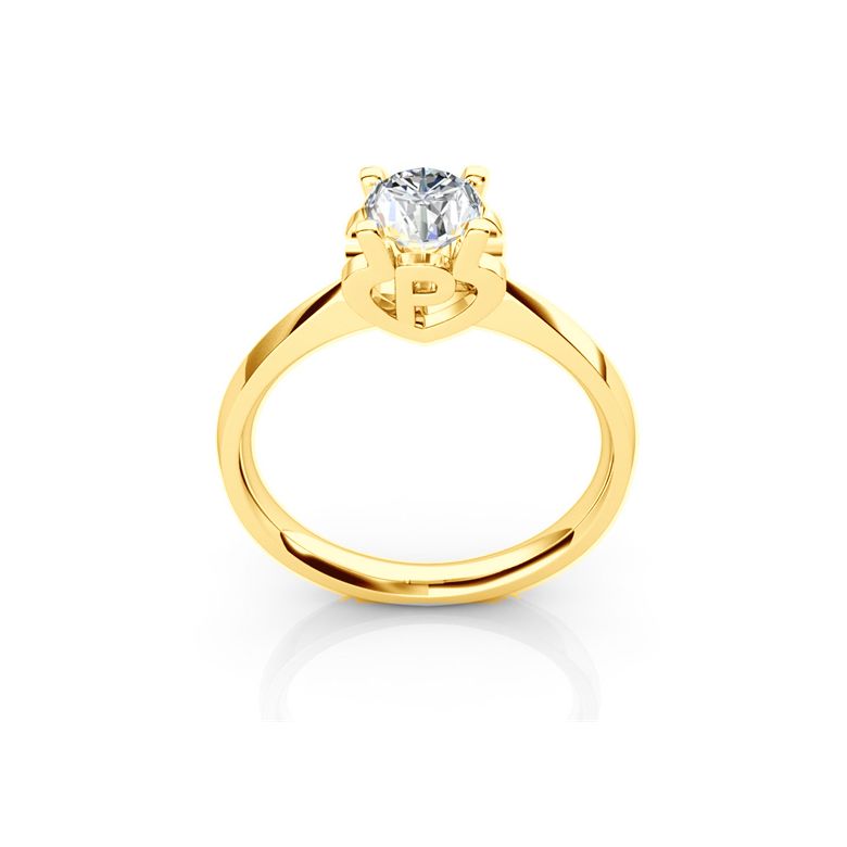 Anello iniziale - Lettera P - Diamante, oro giallo | Gemperles - 1