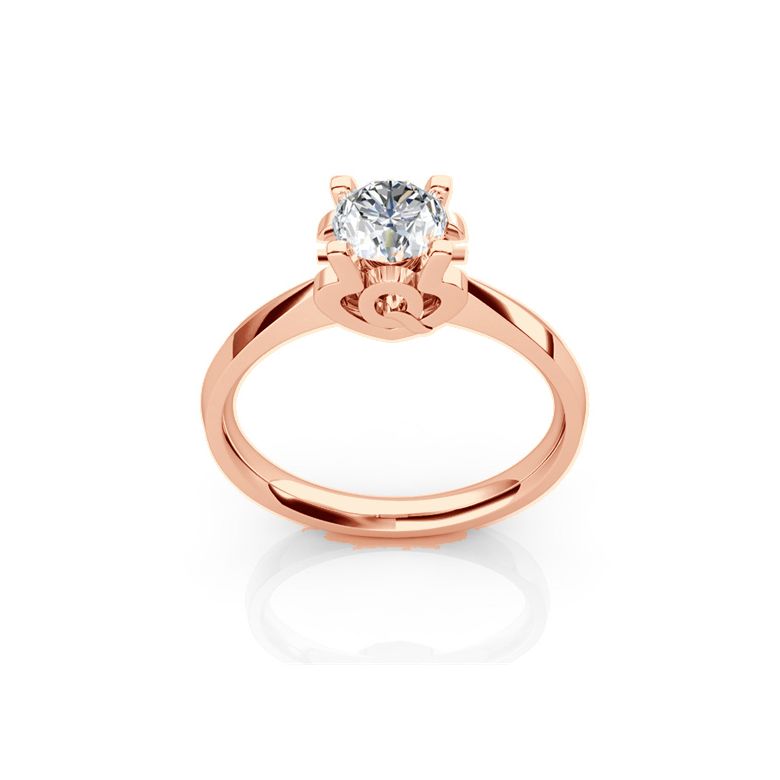 Anello iniziale - Lettera Q - Diamante, oro rosa | Gemperles - 1