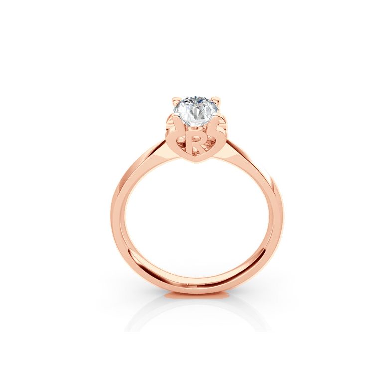 Anello iniziale - Lettera R - Diamante, oro rosa | Gemperles - 1