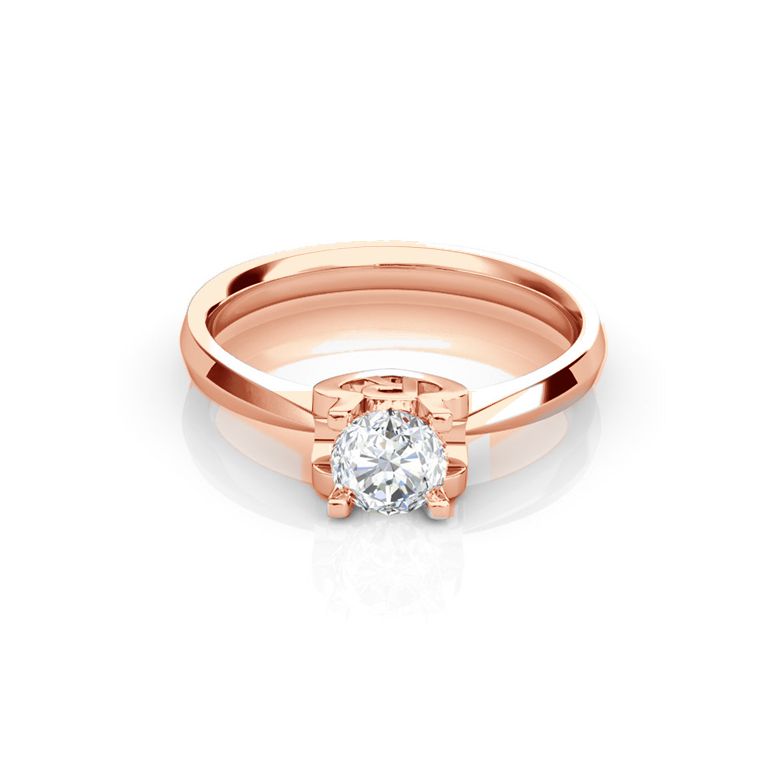 Anello iniziale - Lettera R - Diamante, oro rosa | Gemperles - 2