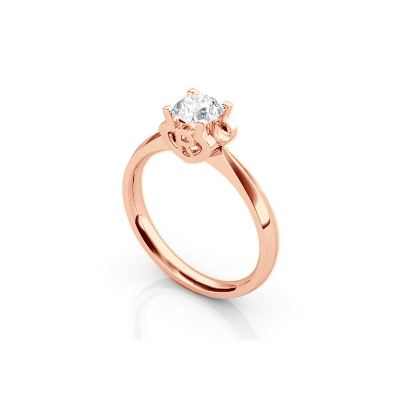 Anello iniziale - Lettera R - Diamante, oro rosa | Gemperles - 3