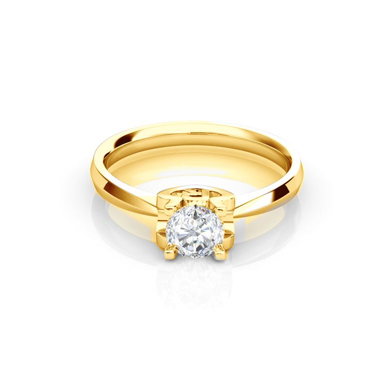 Anello iniziale - Lettera R - Diamante, oro giallo | Gemperles - 2