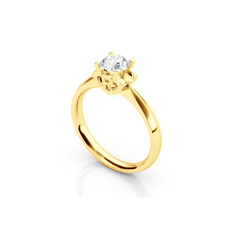 Anello iniziale - Lettera R - Diamante, oro giallo | Gemperles - 3