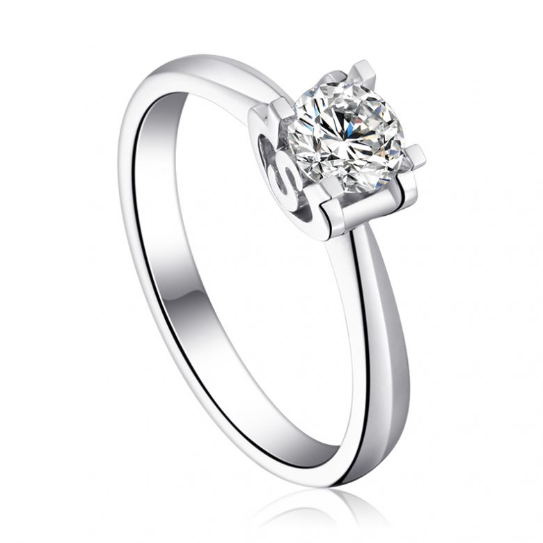 Anello Solitario Lettera Alfabeto S - Platino e Diamante | Gemperles - 2