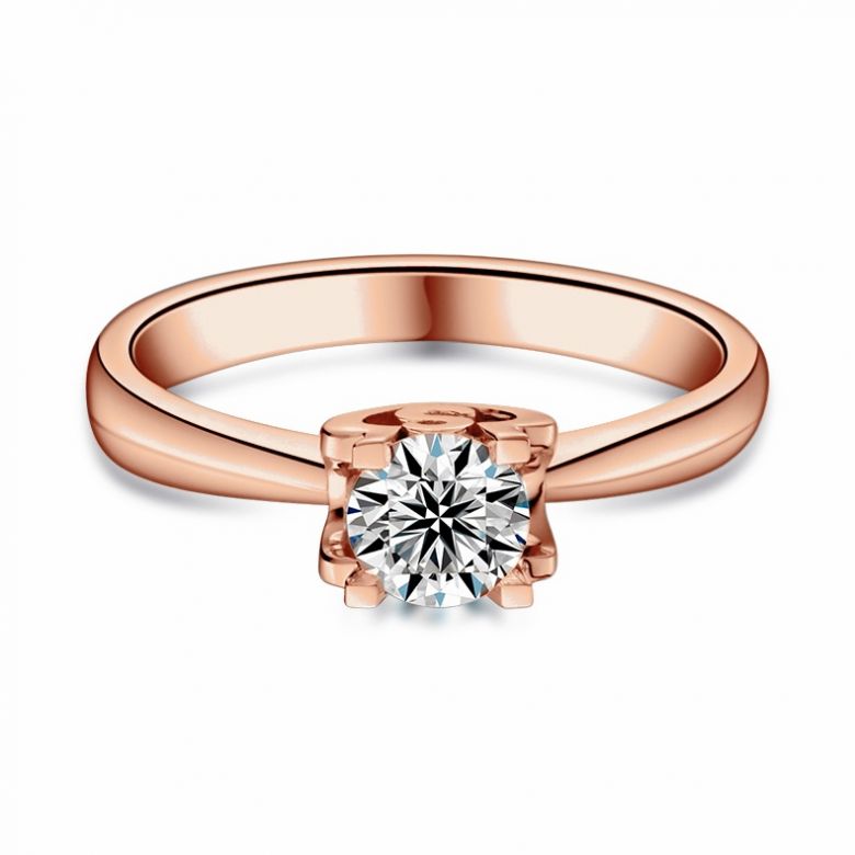 Anello Solitario Lettera Alfabeto S - Oro Rosa e Diamante | Gemperles - 3
