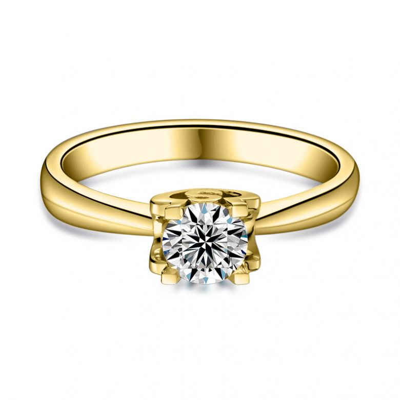 Anello Solitario Lettera Alfabeto S - Oro Giallo e Diamante | Gemperles - 3