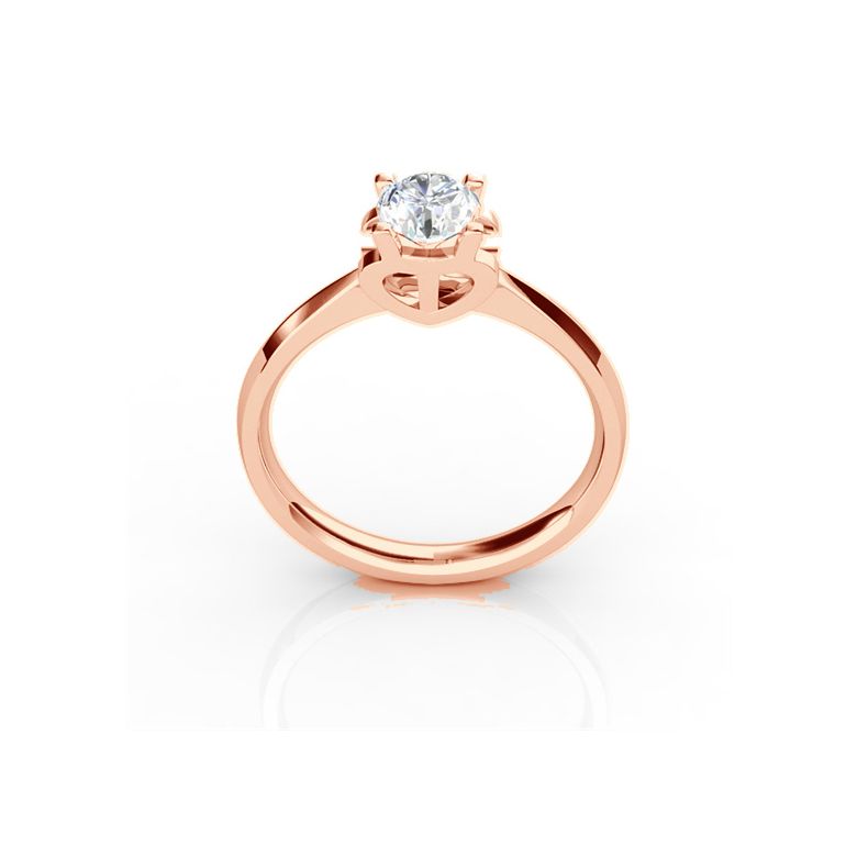 Anello iniziale - Lettera T - Diamante, oro rosa | Gemperles - 1