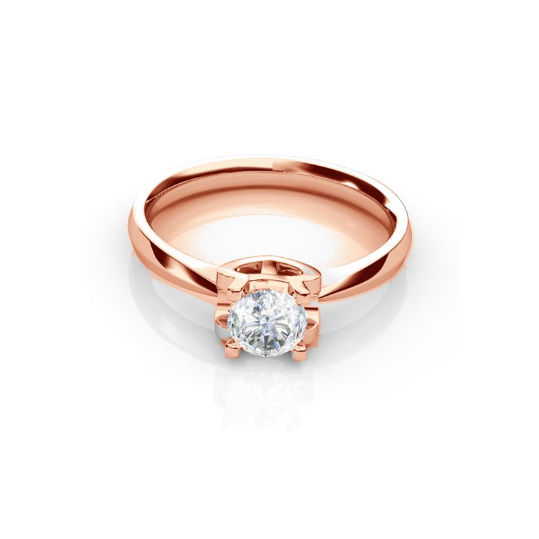 Anello iniziale - Lettera T - Diamante, oro rosa | Gemperles - 2