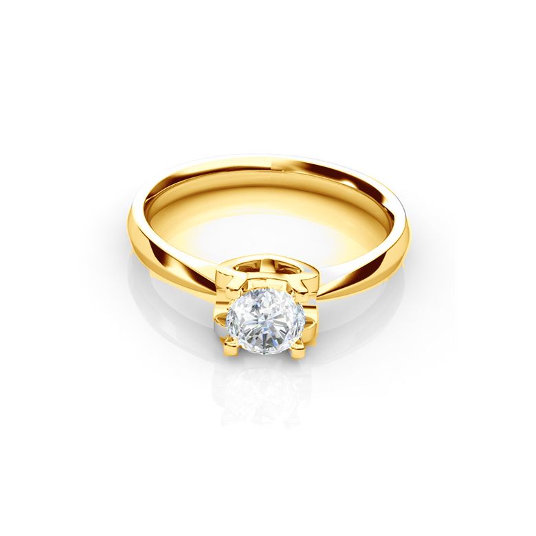 Anello iniziale - Lettera T - Diamante, oro giallo | Gemperles - 2