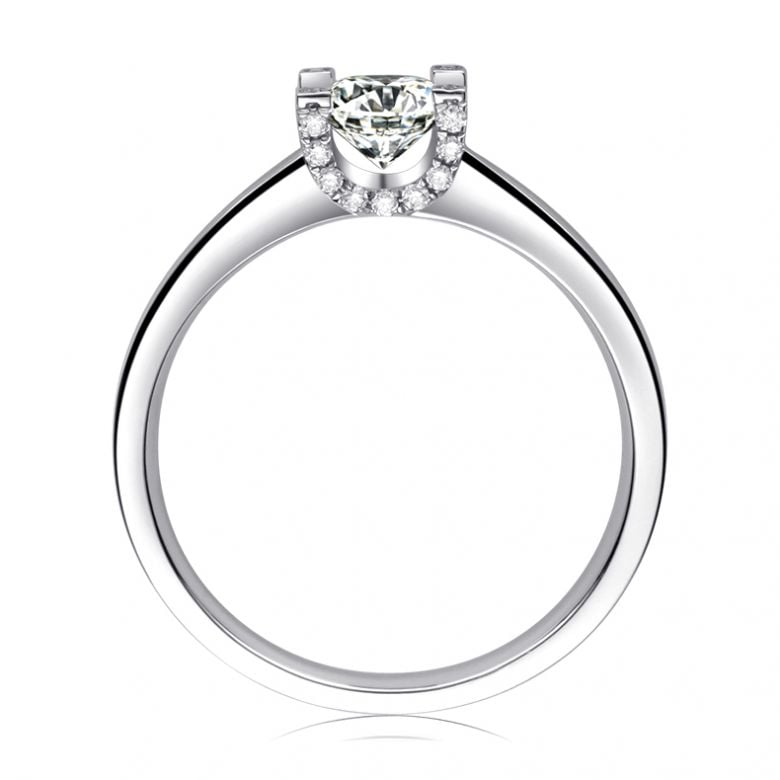 Anello Solitario Lettera Alfabeto U/C - Platino e Diamante | Gemperles - 1