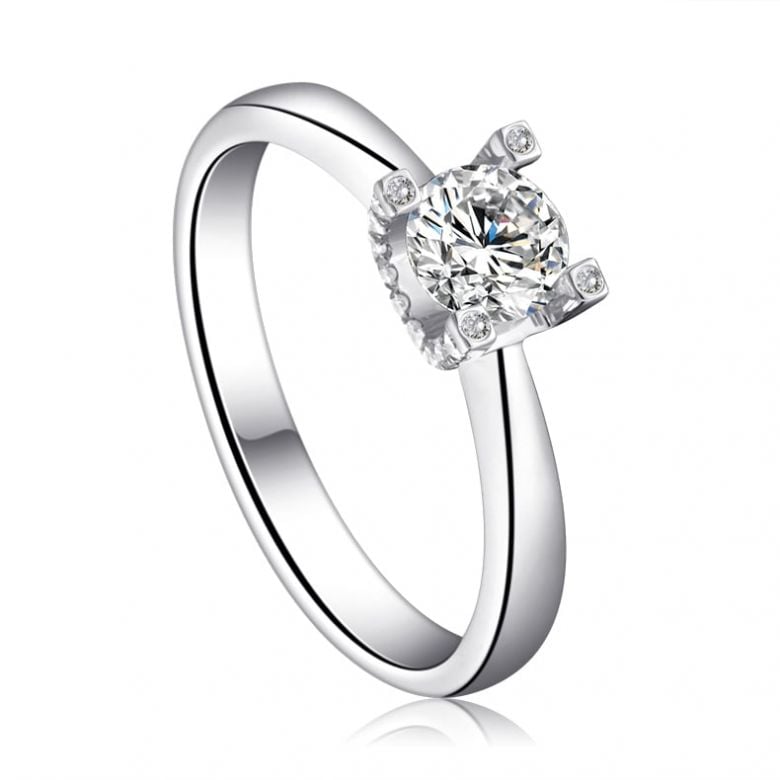 Anello Solitario Lettera Alfabeto U/C - Platino e Diamante | Gemperles - 2