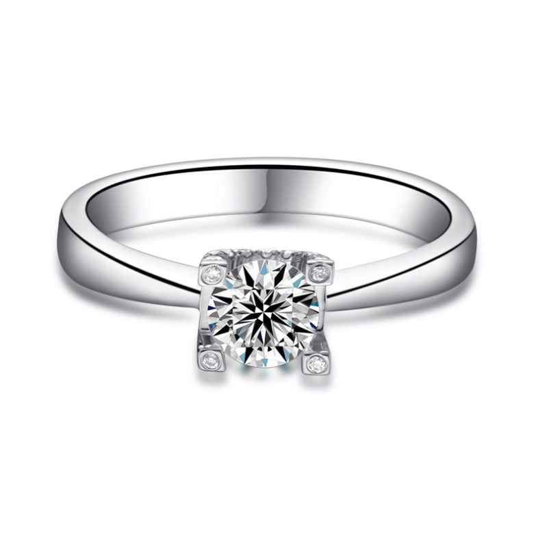 Anello Solitario Lettera Alfabeto U/C - Platino e Diamante | Gemperles - 3
