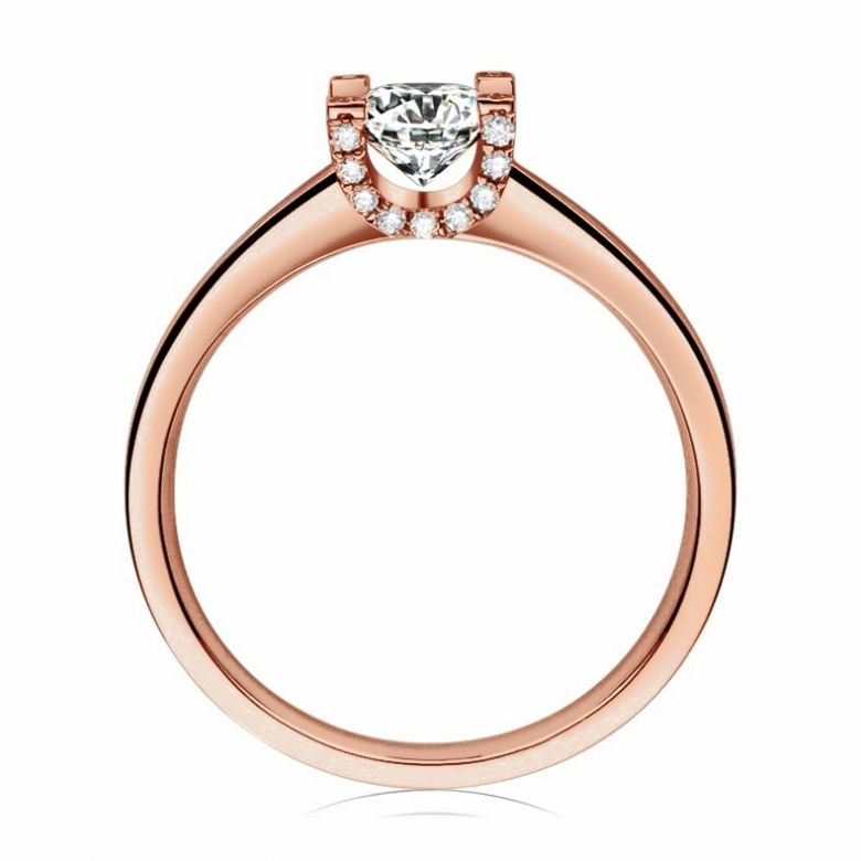 Anello Solitario Lettera Alfabeto U/C - Oro Rosa e Diamante | Gemperles - 1