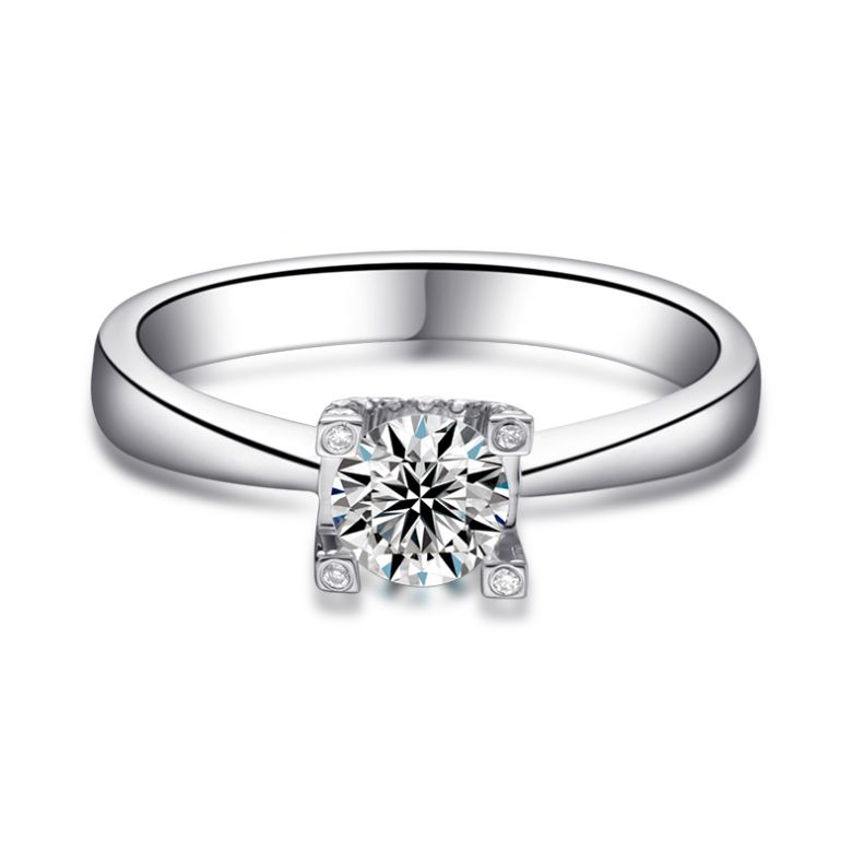 Anello Solitario Lettera Alfabeto U/C - Oro Bianco e Diamante | Gemperles - 3