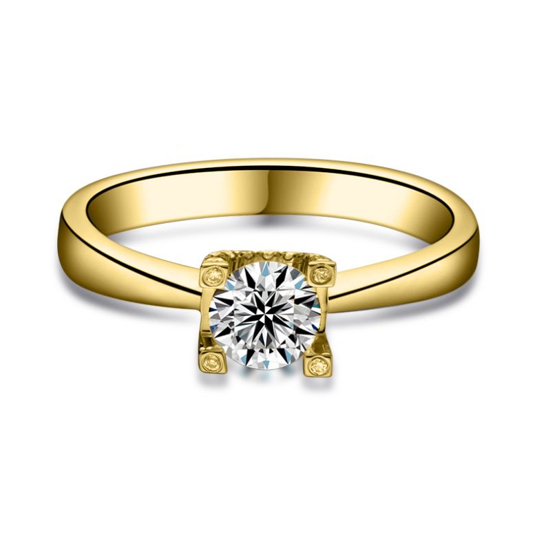 Anello Solitario Lettera Alfabeto U/C - Oro Giallo e Diamante | Gemperles - 3