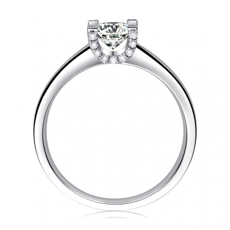 Anello Solitario Lettera Alfabeto U/C - Oro Bianco e Diamante | Gemperles - 1