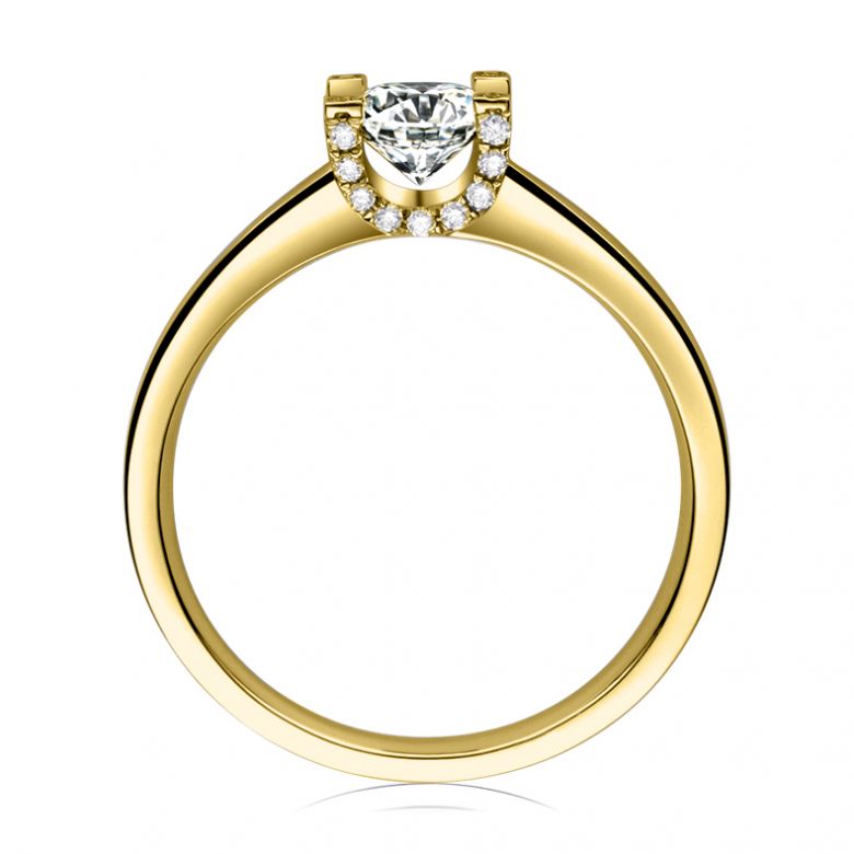 Anello Solitario Lettera Alfabeto U/C - Oro Giallo e Diamante | Gemperles - 1
