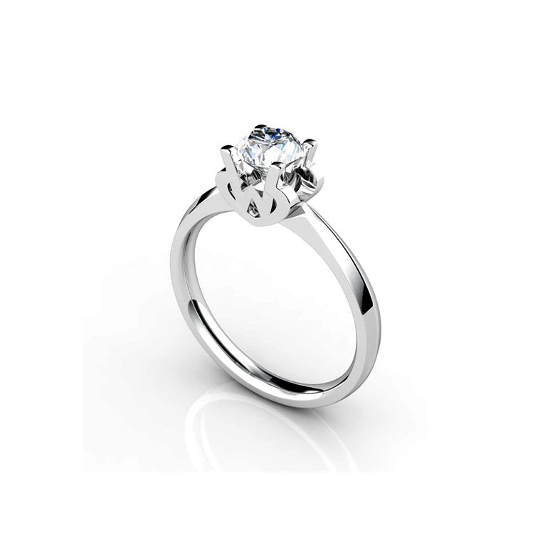 Anello Solitario Lettera Alfabeto W - Platino e Diamante | Gemperles - 2