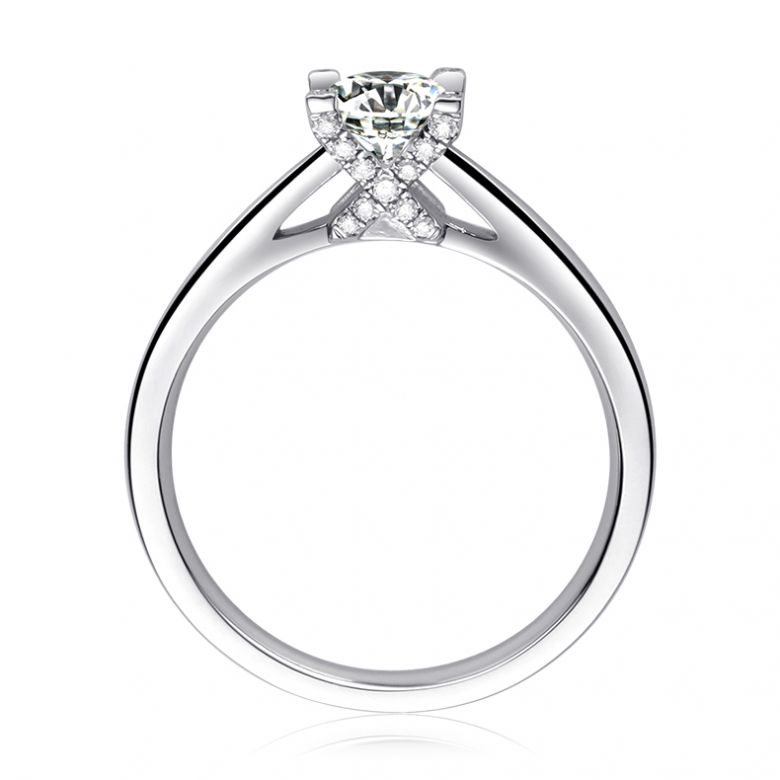 Anello Solitario Lettera Alfabeto X - Platino e Diamante | Gemperles - 2
