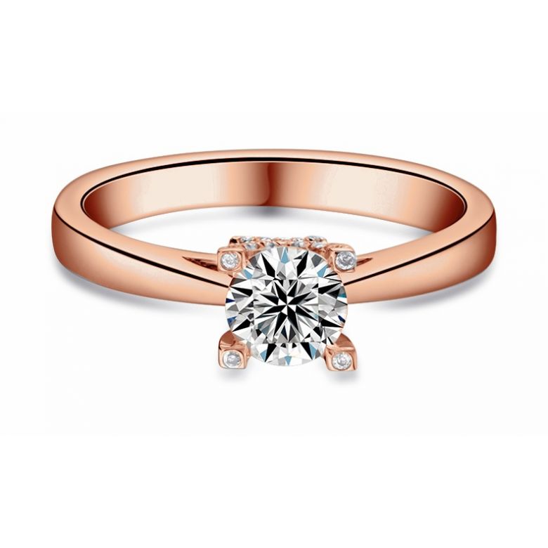 Anello Solitario Lettera Alfabeto X - Oro Rosa e Diamante | Gemperles - 3