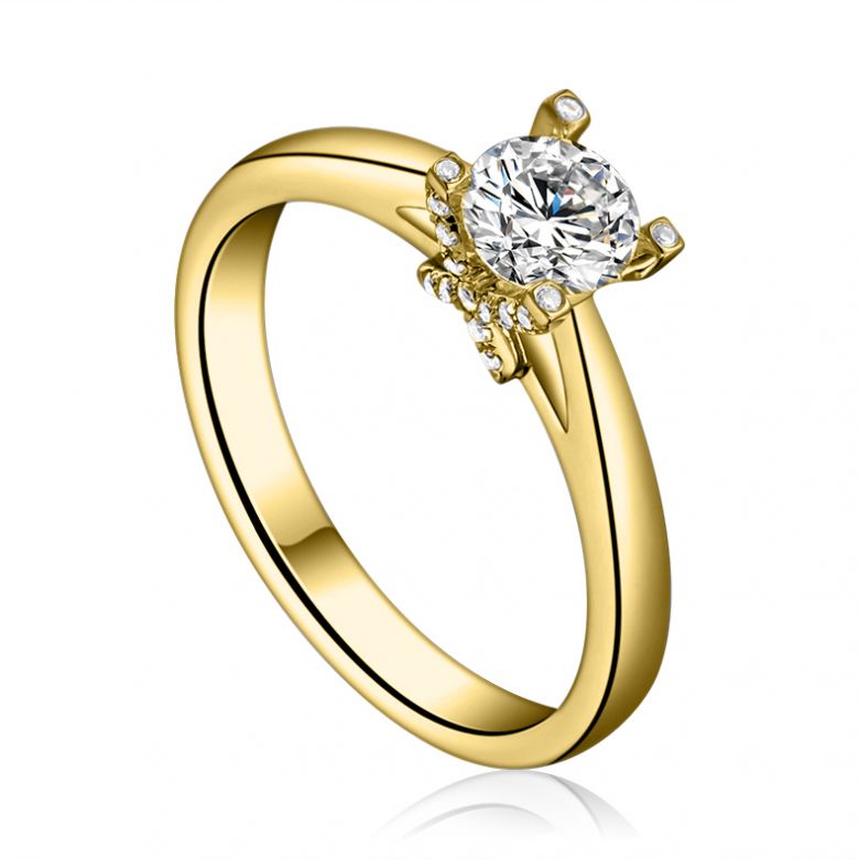 Anello Solitario Lettera Alfabeto X - Oro Giallo e Diamante | Gemperles - 2