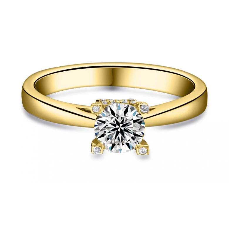 Anello Solitario Lettera Alfabeto X - Oro Giallo e Diamante | Gemperles - 3