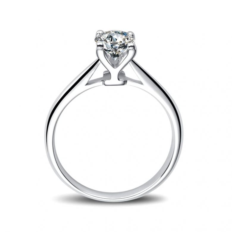 Anello Solitario Lettera Alfabeto Y - Platino e Diamante | Gemperles - 1