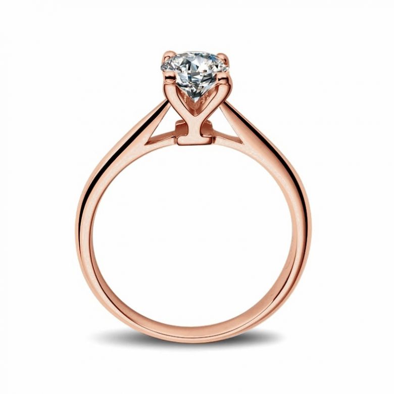 Anello Solitario Lettera Alfabeto Y - Oro Rosa e Diamante | Gemperles - 1