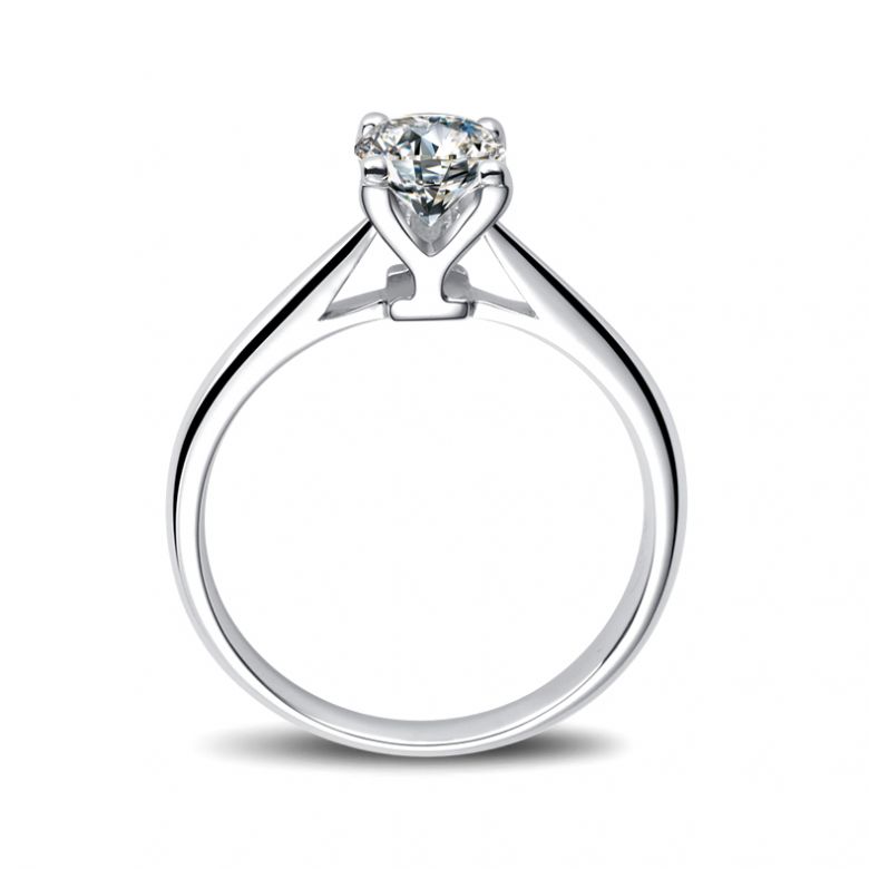 Anello Solitario Lettera Alfabeto Y - Oro Bianco e Diamante | Gemperles - 1
