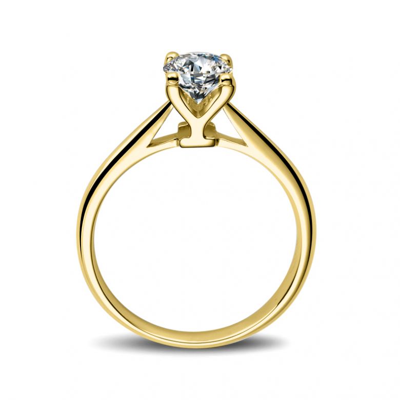Anello Solitario Lettera Alfabeto Y - Oro Giallo e Diamante | Gemperles - 1