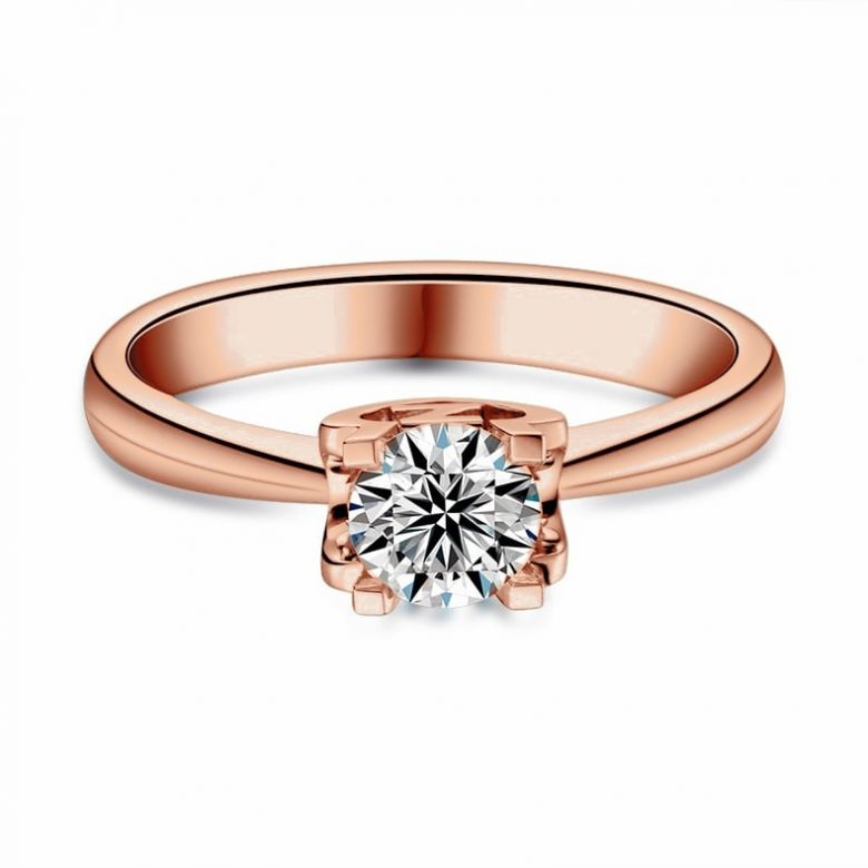 Anello Solitario Lettera Alfabeto Z - Oro Rosa e Diamante | Gemperles - 3