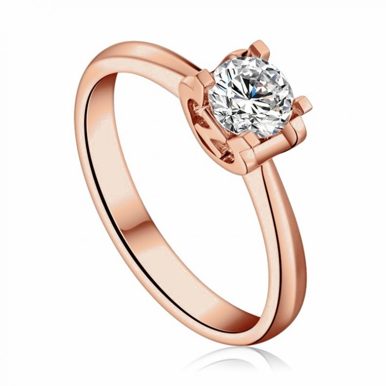 Anello Solitario Lettera Alfabeto Z - Oro Rosa e Diamante | Gemperles - 2