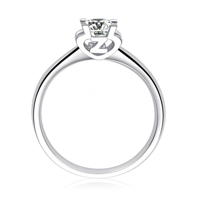 Anello Solitario Lettera Alfabeto Z - Oro Bianco e Diamante | Gemperles - 1