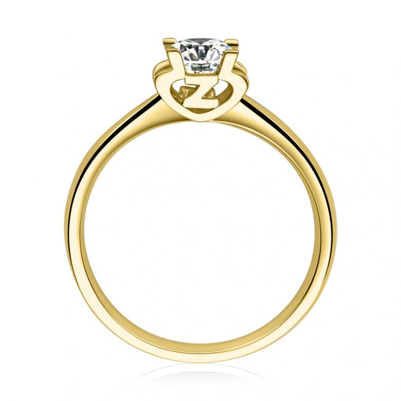 Anello Solitario Lettera Alfabeto Z - Oro Giallo e Diamante | Gemperles - 1