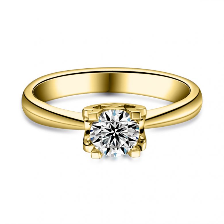 Anello Solitario Lettera Alfabeto Z - Oro Giallo e Diamante | Gemperles - 3