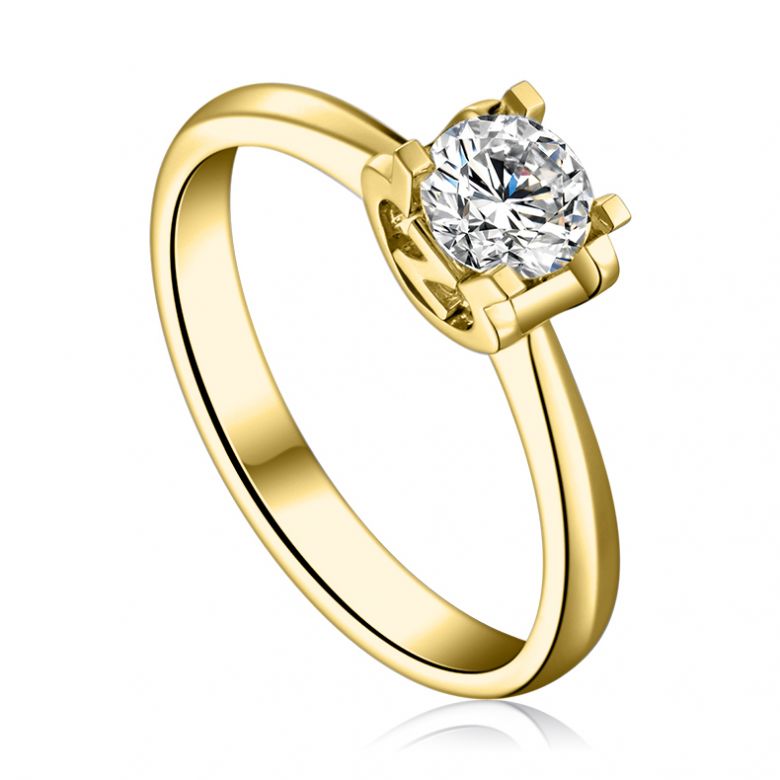 Anello Solitario Lettera Alfabeto Z - Oro Giallo e Diamante | Gemperles - 2