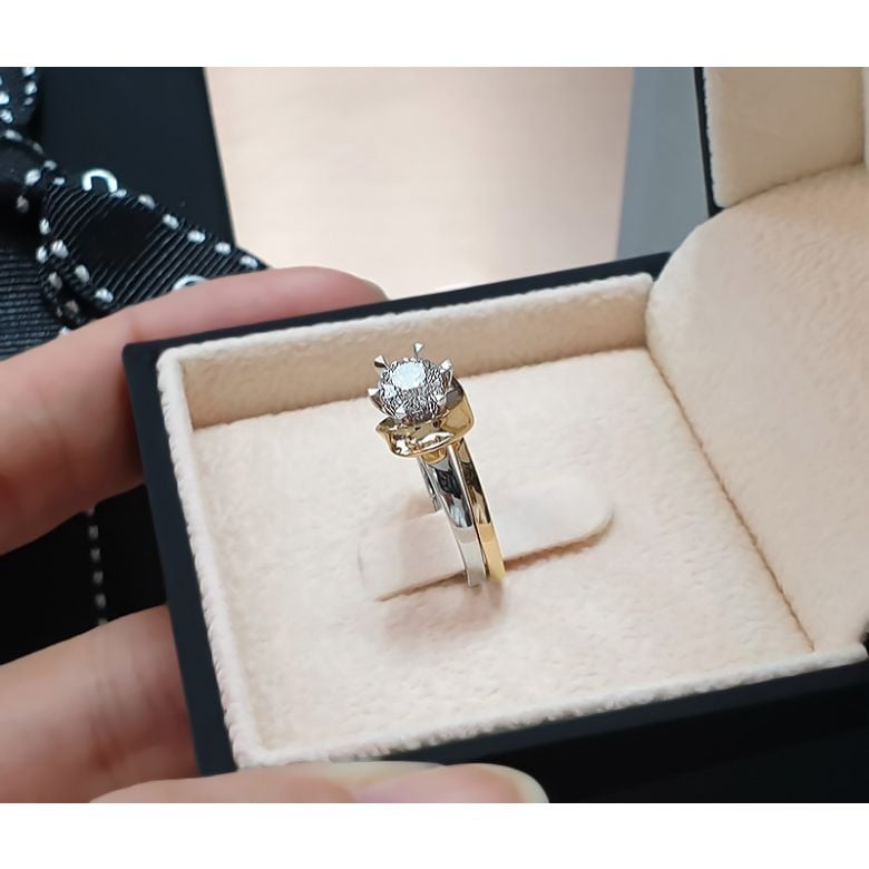 Anello di Fidanzamento Doppio Insieme - Oro Bianco & Rosa 18kt, Diamanti | Gemperles - 5