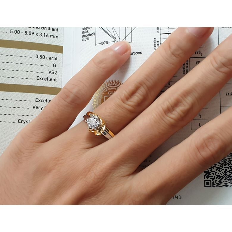 Anello di Fidanzamento Doppio Insieme - Oro Bianco & Rosa 18kt, Diamanti | Gemperles - 7
