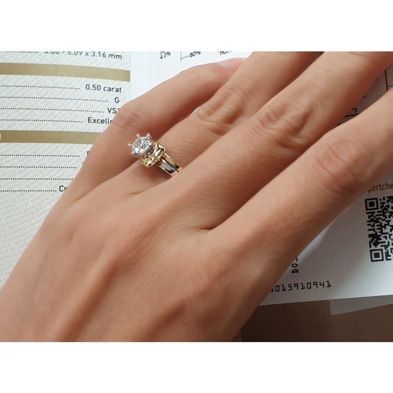 Anello di Fidanzamento Doppio Insieme - Oro Bianco & Rosa 18kt, Diamanti | Gemperles - 8