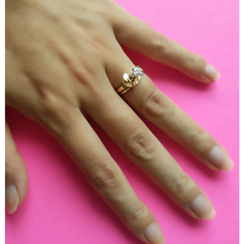 Anello di Fidanzamento Doppio Insieme - Oro Giallo 18kt, Diamanti | Gemperles - 3