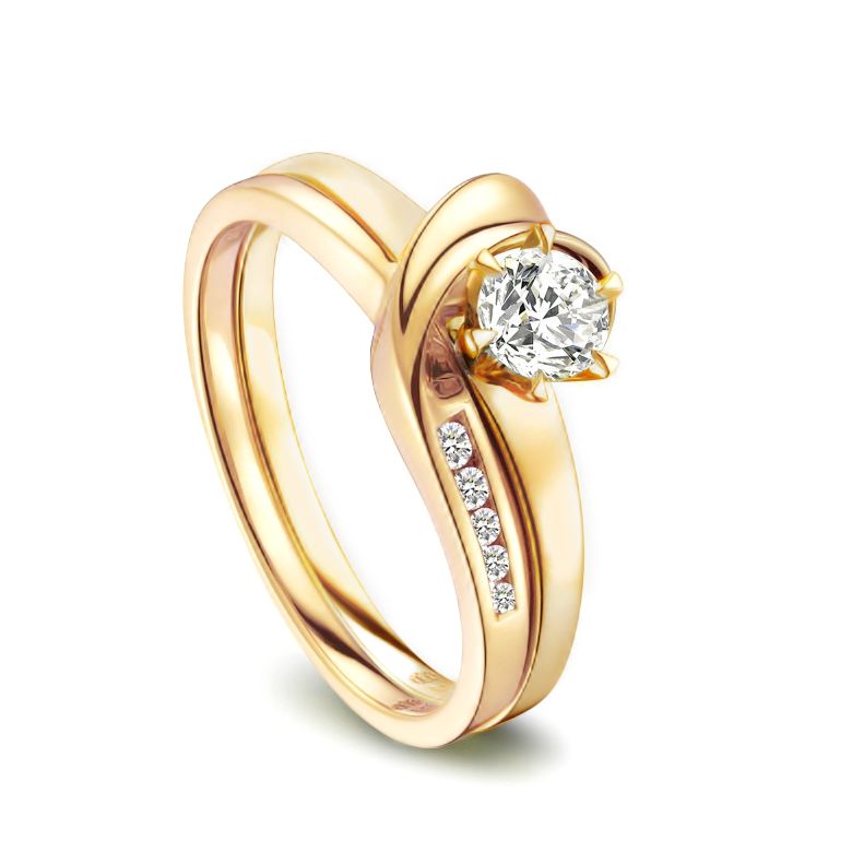 Anello di Fidanzamento Doppio Insieme - Oro Giallo 18kt, Diamanti | Gemperles - 1